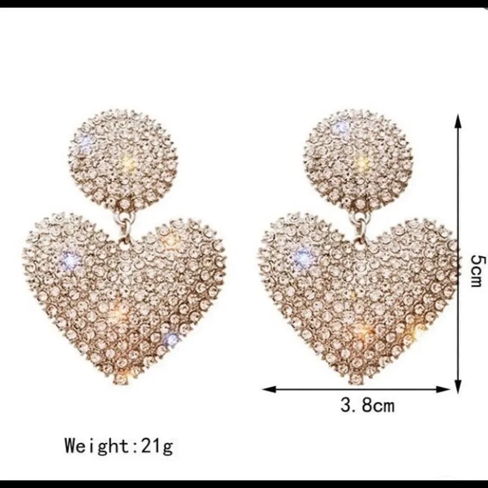 💛 crystal drop dangle sparkling heart earrings 💛